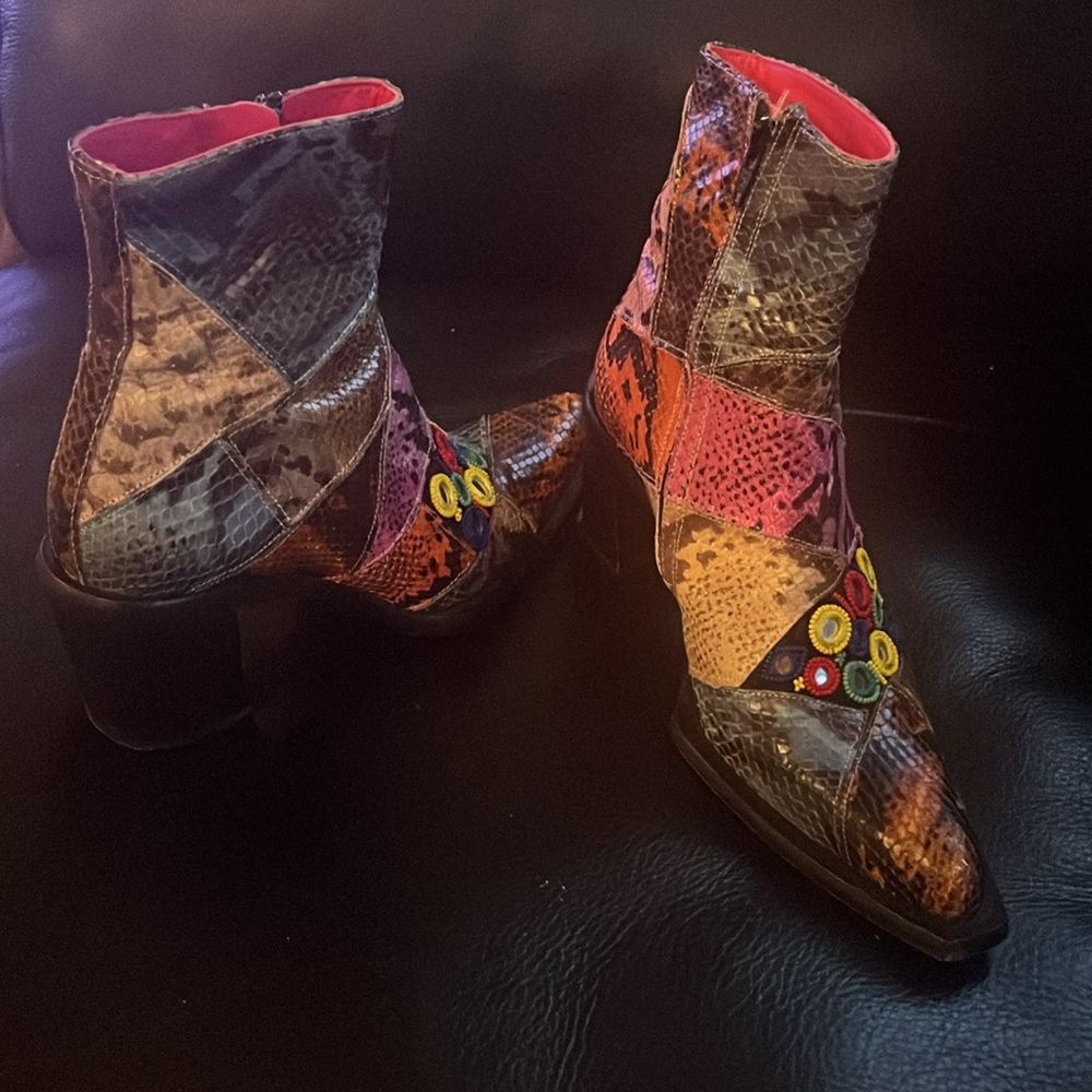 Amazing Freelance Python Patchwork Boots Sz 37/7 … - image 2